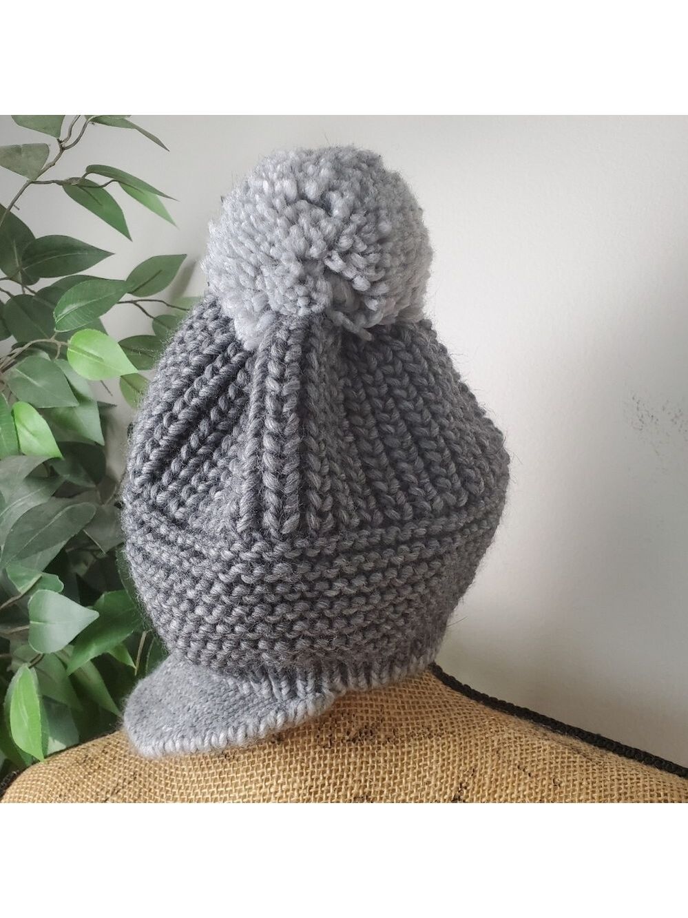 Made In Italy Stil Estro Gray Wool Blend Knit Pom Pom Beanie Hat